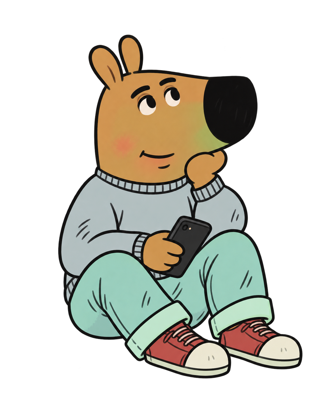 Thoughtful variation of the chill character
